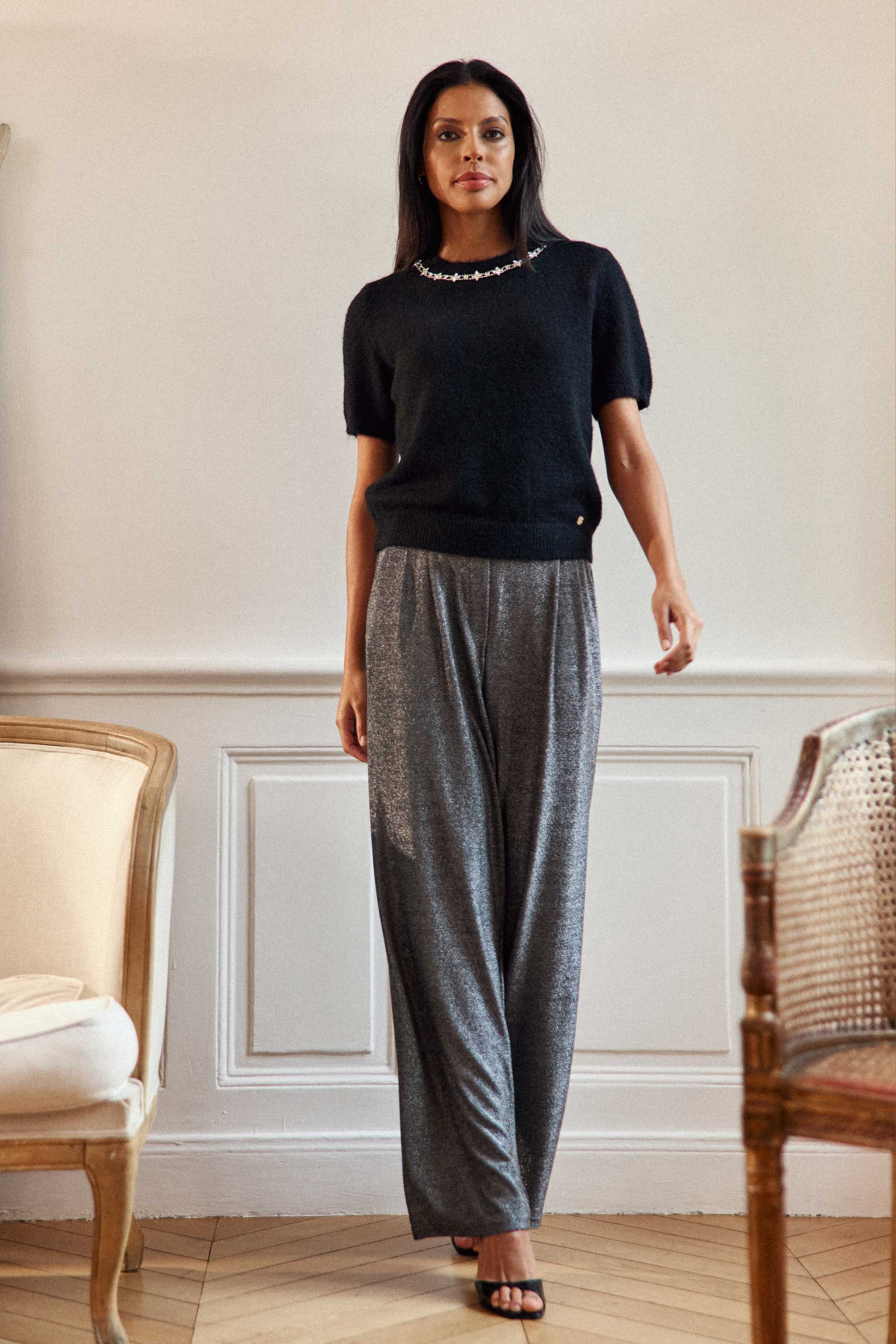 Pull manches courtes noir - Matis