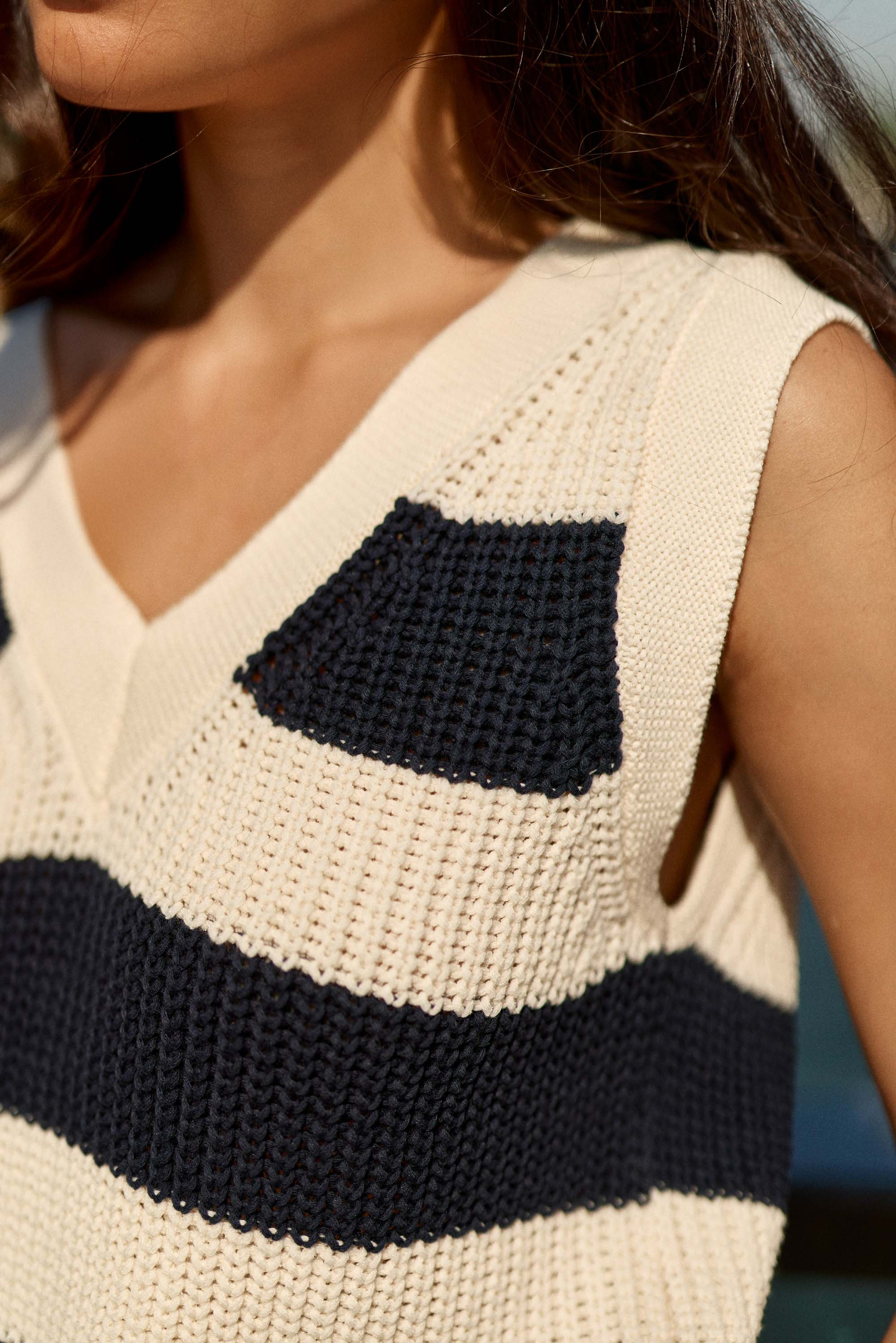 Pull sans manches marinière - Mawa