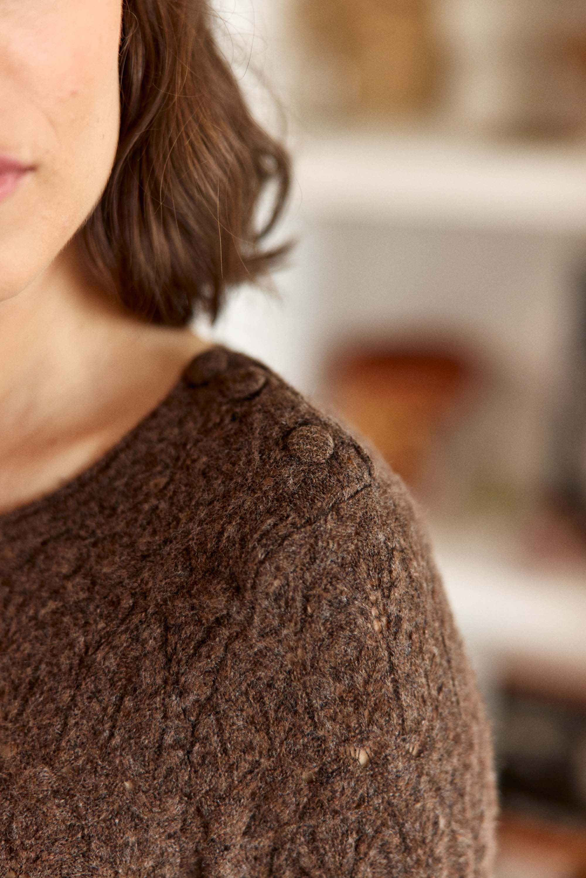 Pull col rond marron - Mayson