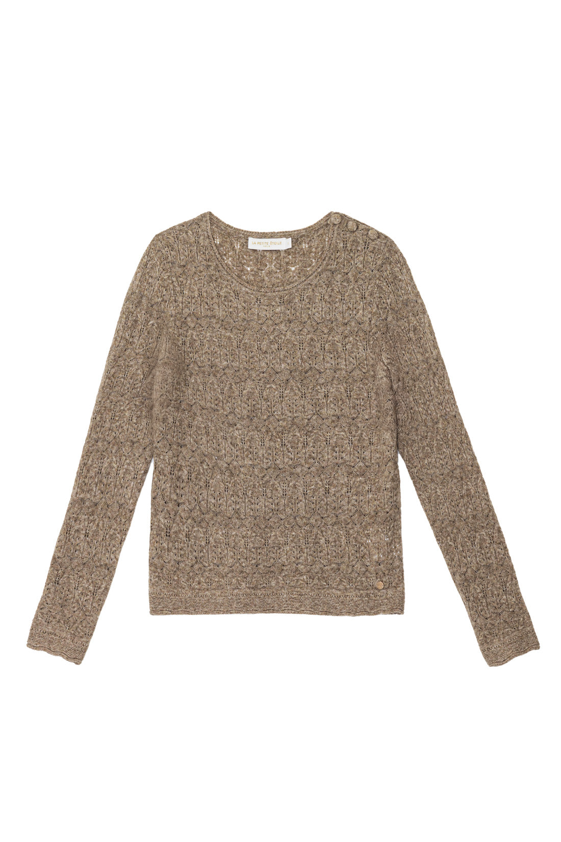 Pull col rond taupe - Mayson