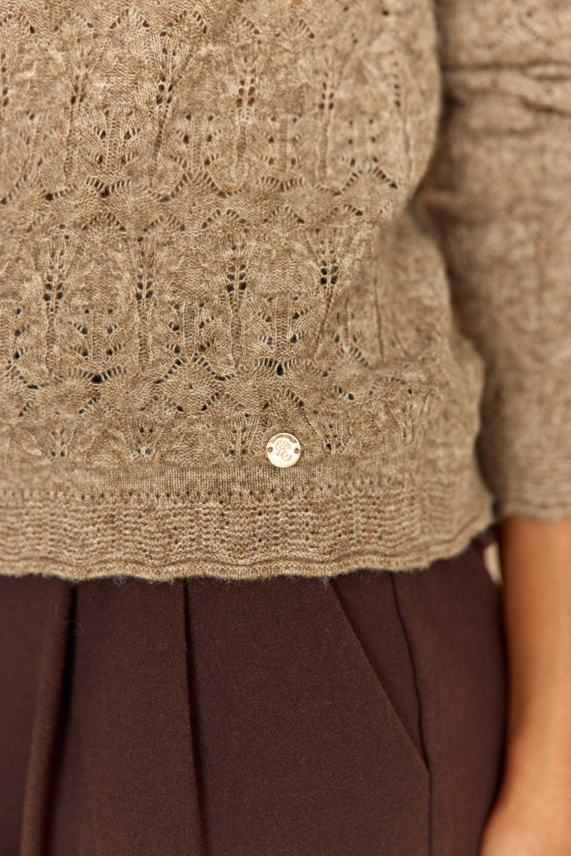 Pull col rond taupe - Mayson