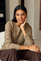 Pull col rond taupe - Mayson