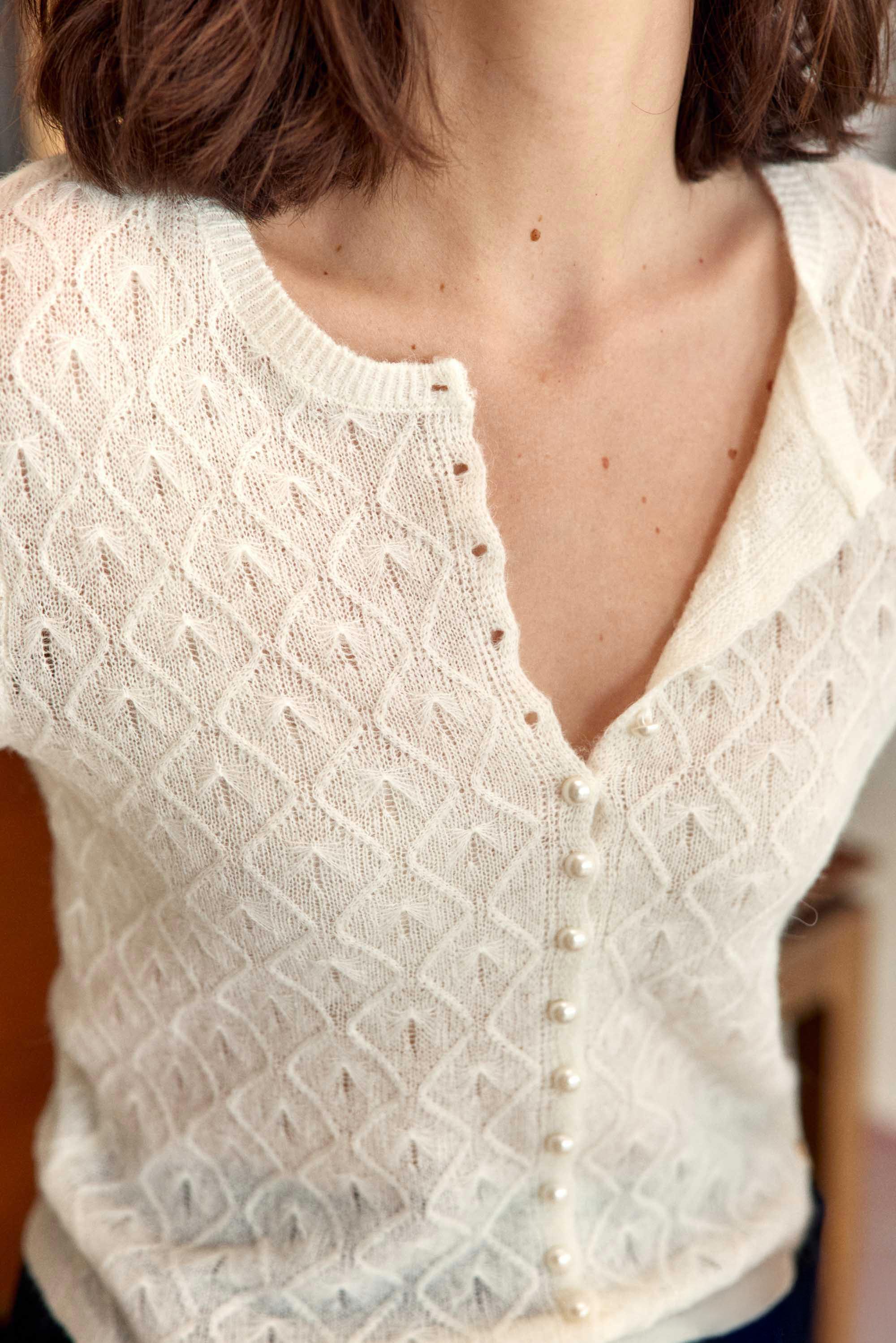 Gilet col rond écru - Meg