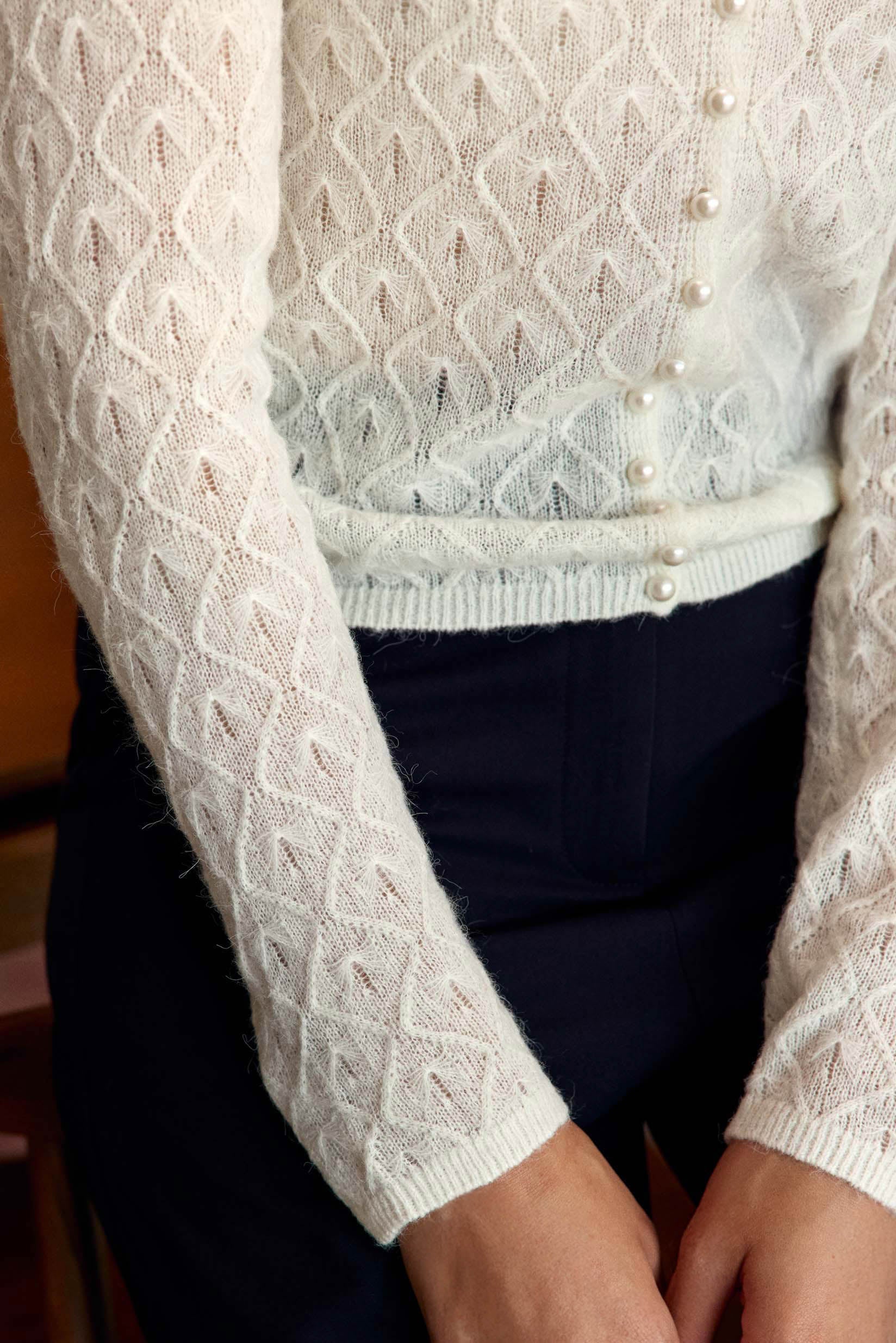 Gilet col rond écru - Meg