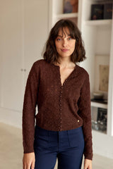 Gilet col rond marron - Meg