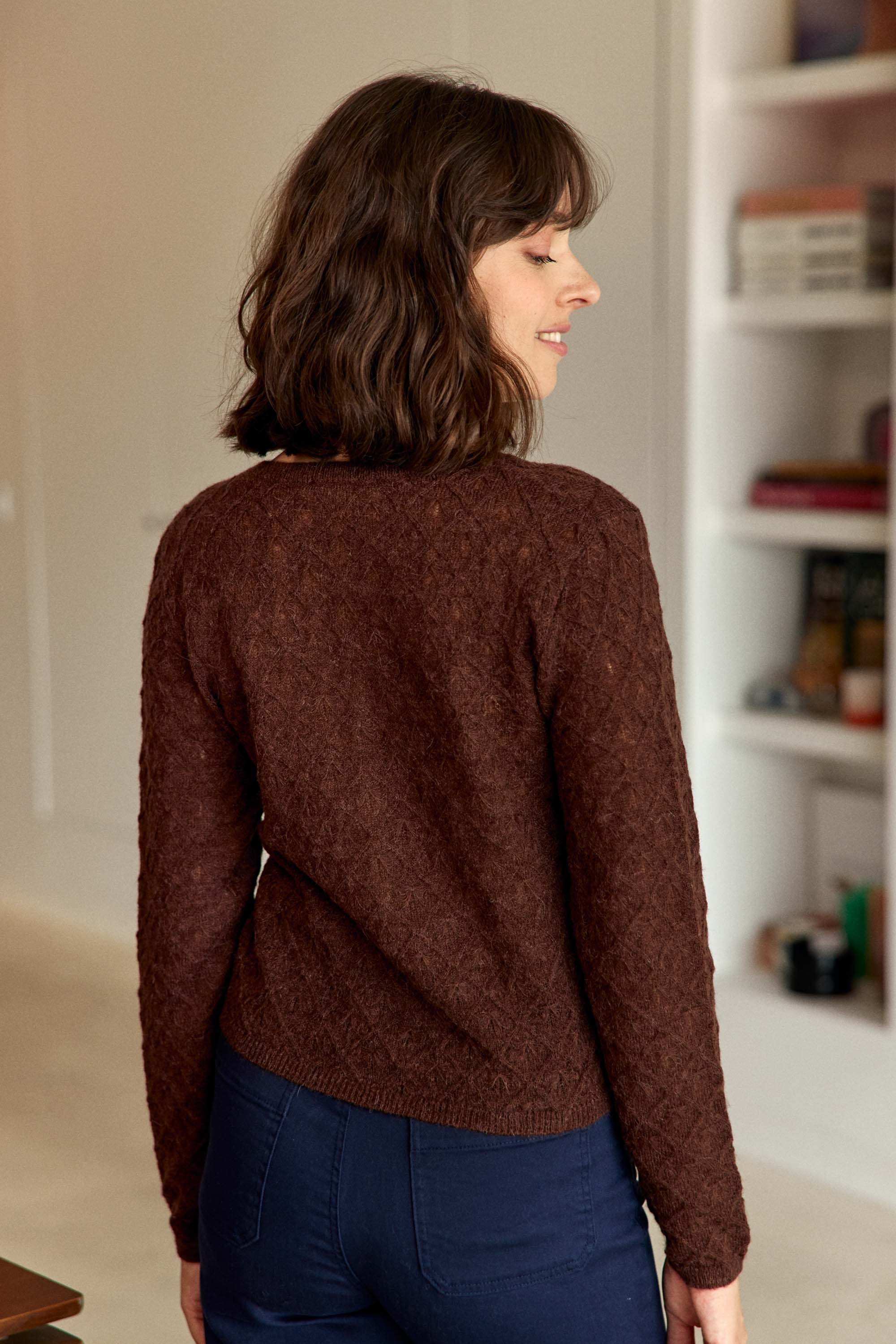 Gilet col rond marron - Meg