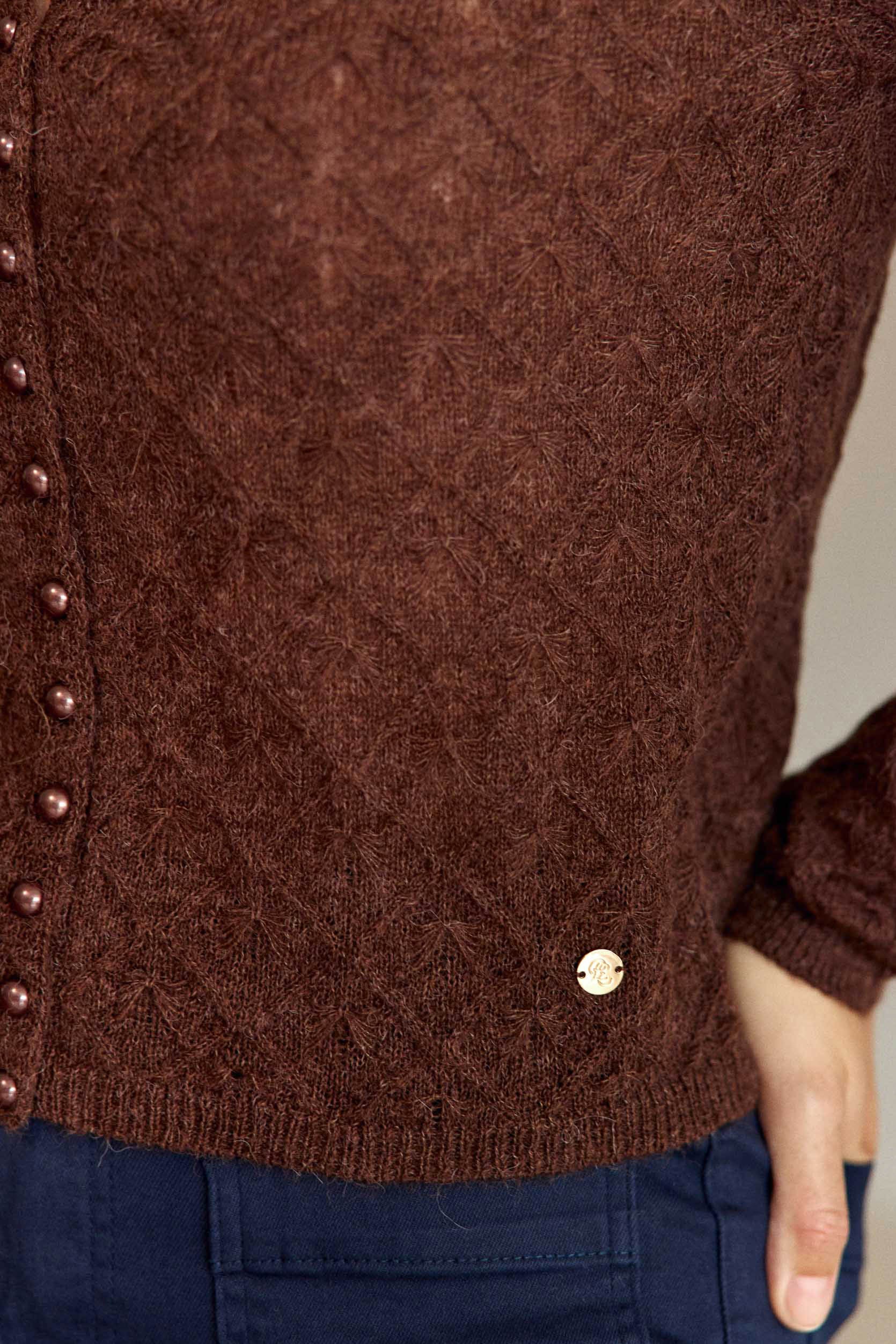 Gilet col rond marron - Meg