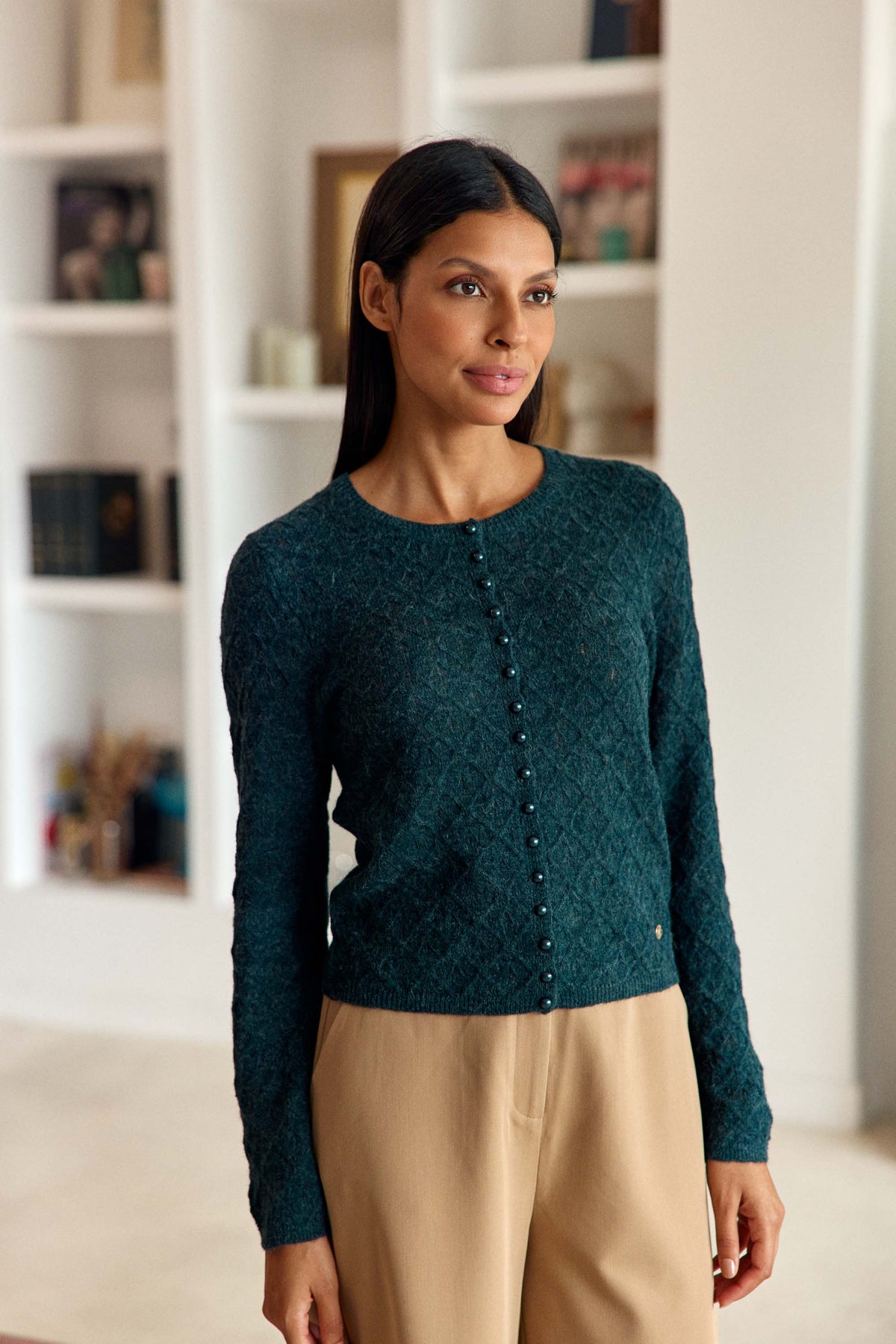 Gilet col rond vert - Meg