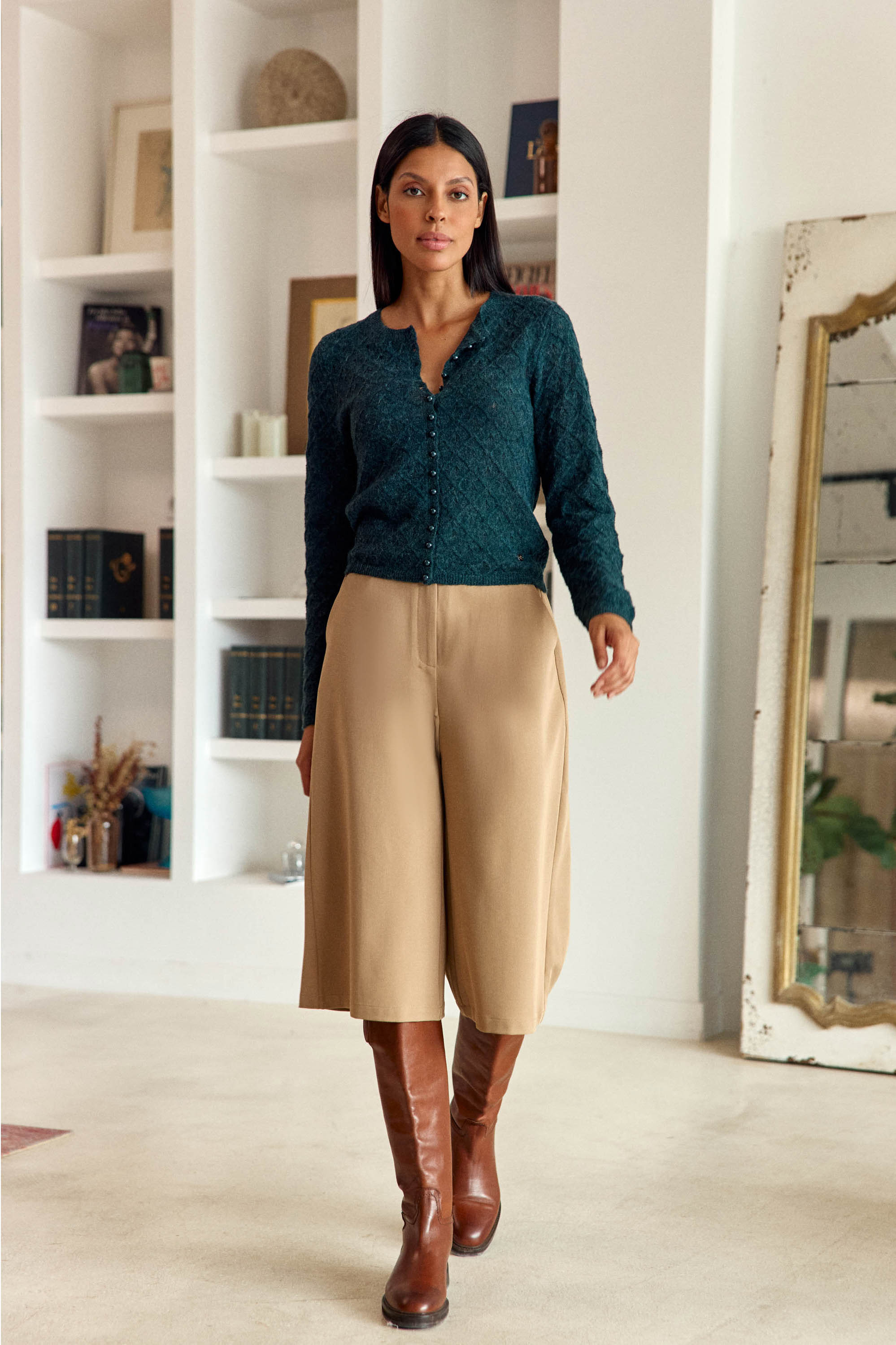 Gilet col rond vert - Meg