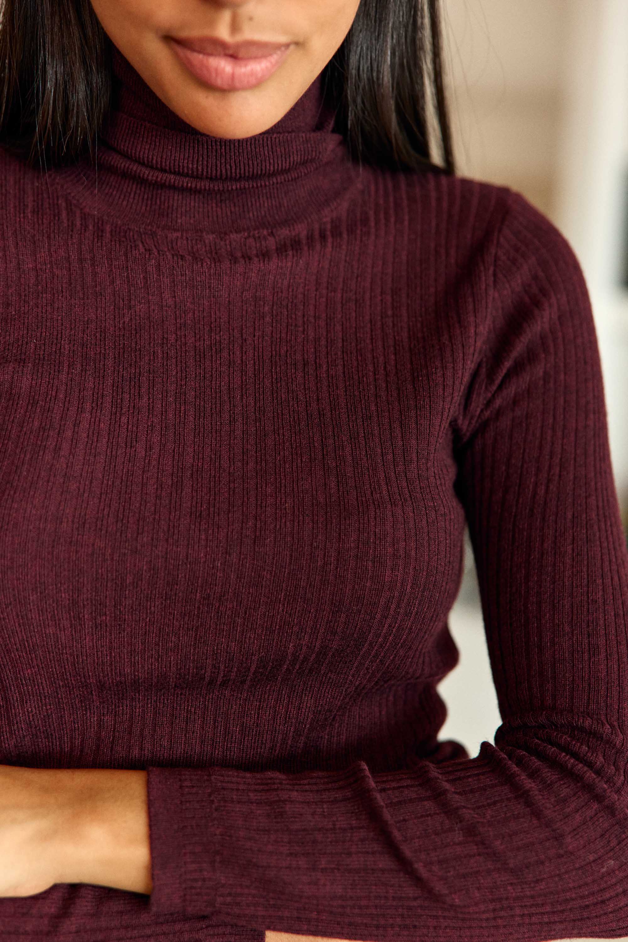 Pull col roulé bordeaux - Melena
