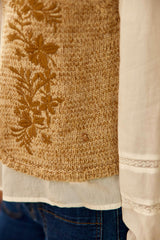 Gilet sans manches brodé beige - Meline