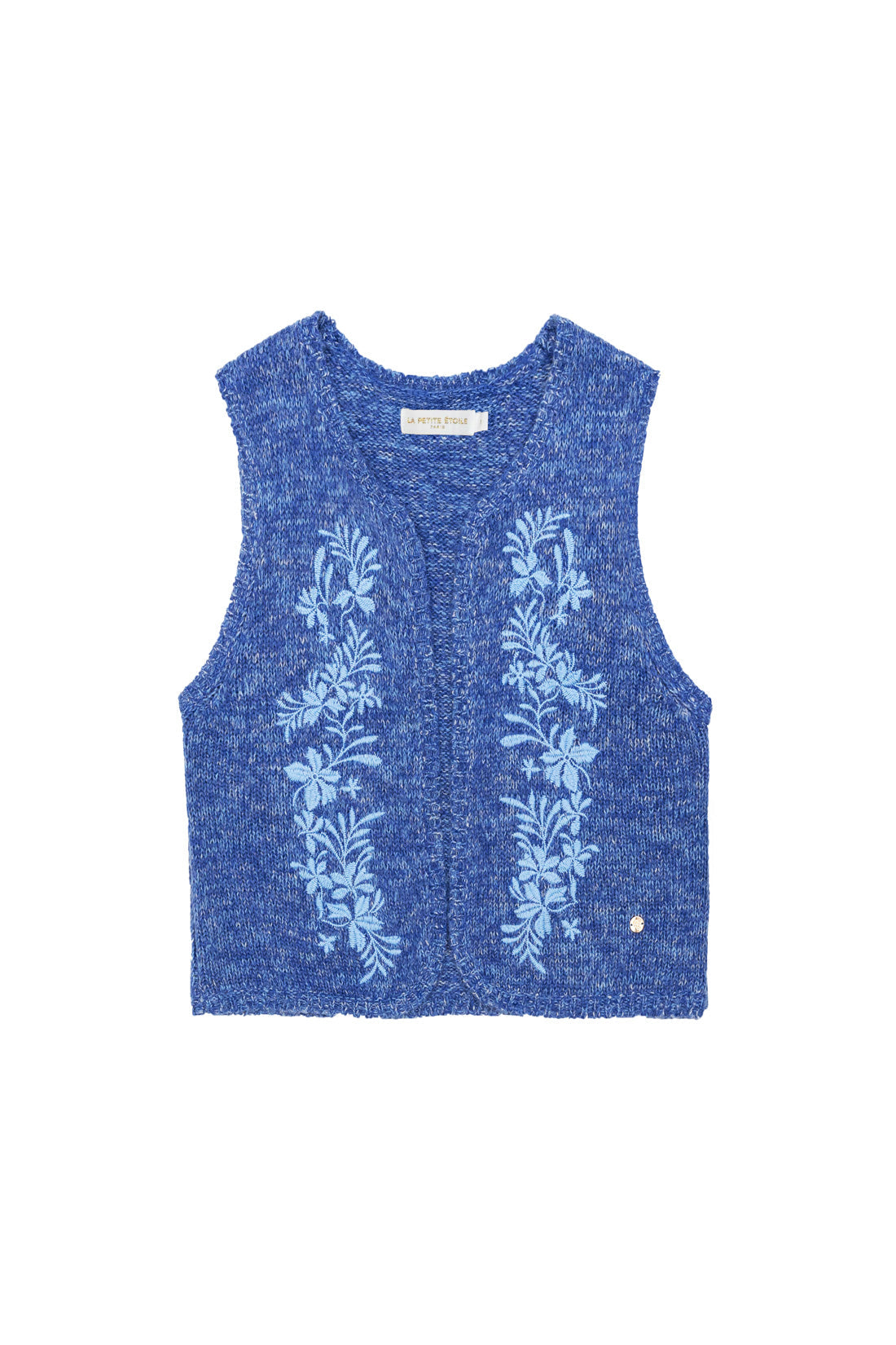 Gilet sans manches brodé bleu - Meline