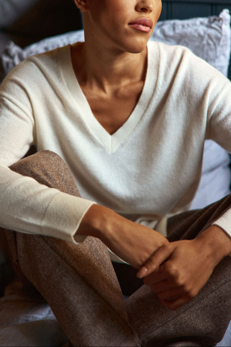 Pull col V écru - Melya