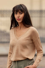 Pull col V camel - Melya