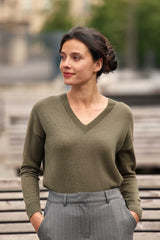 Pull col V kaki - Melya