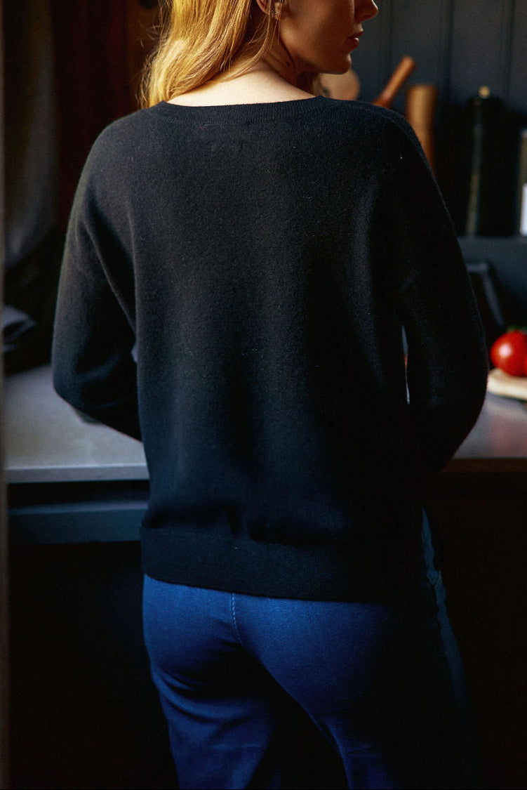 Pull col V noir - Melya