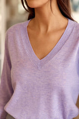 Pull col V parme - Melya