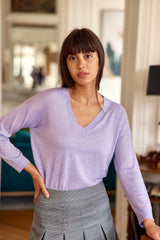 Pull col V parme - Melya