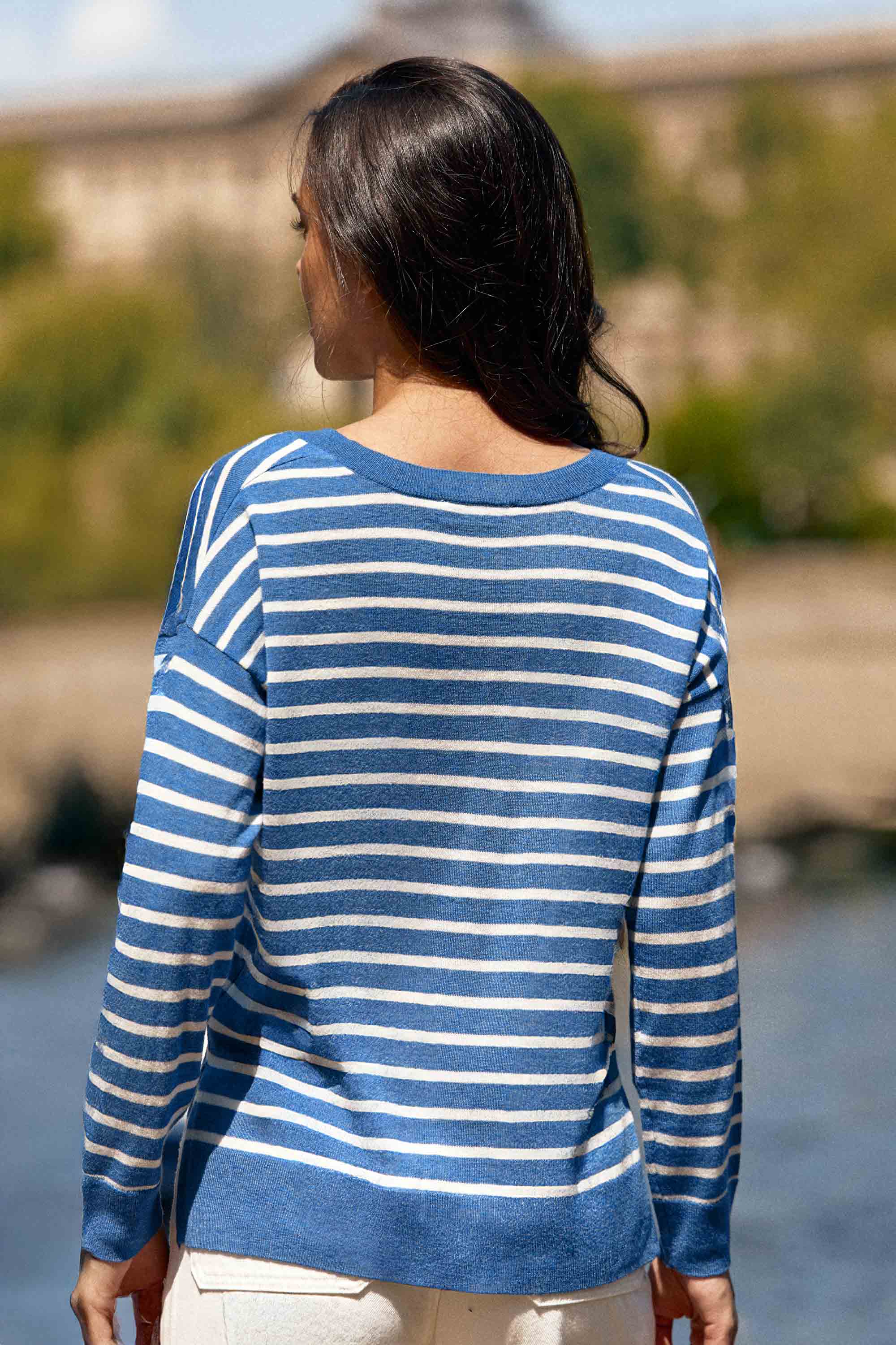 Pull marinière col V - Melyo