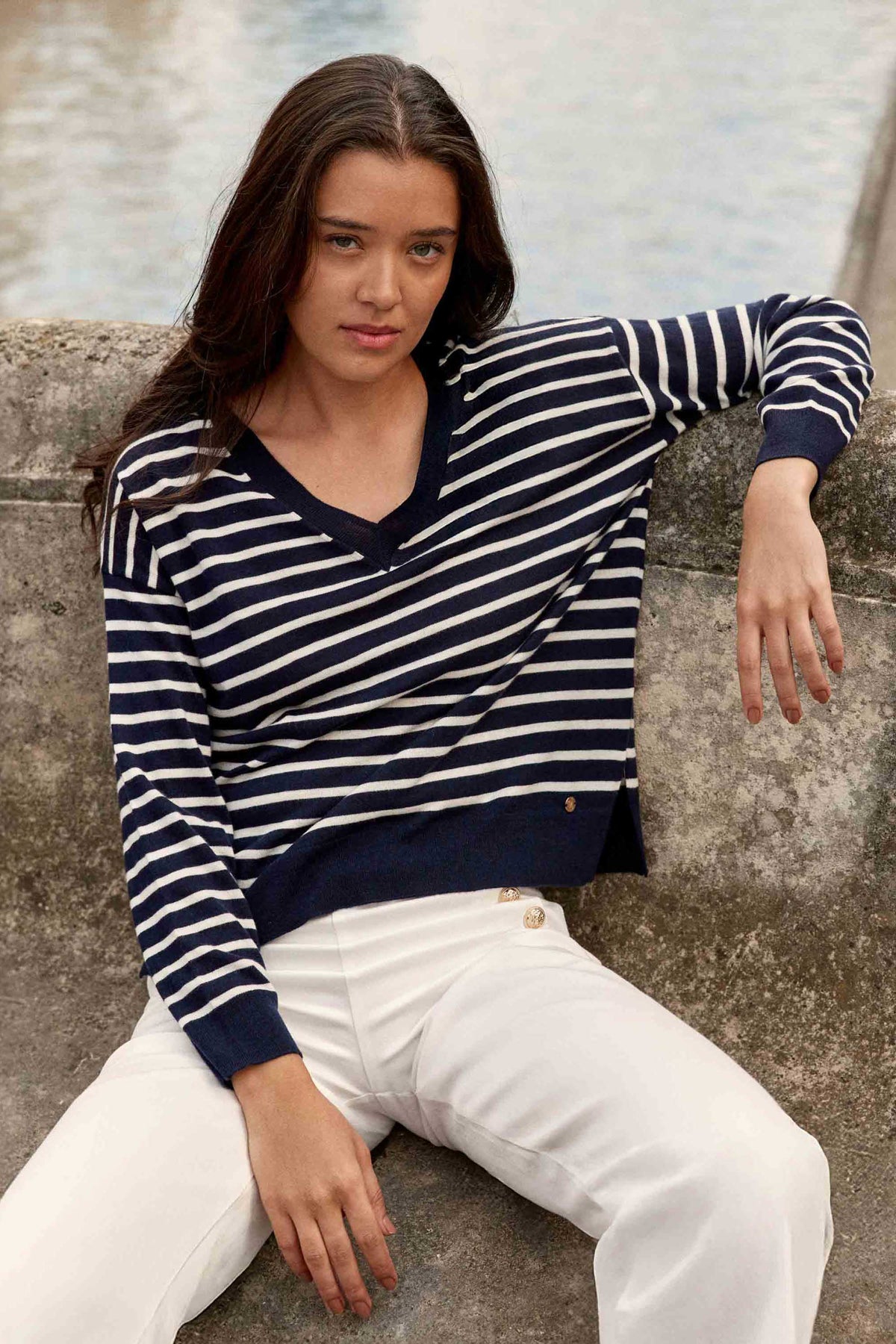 Pull col V marinière - Melyo