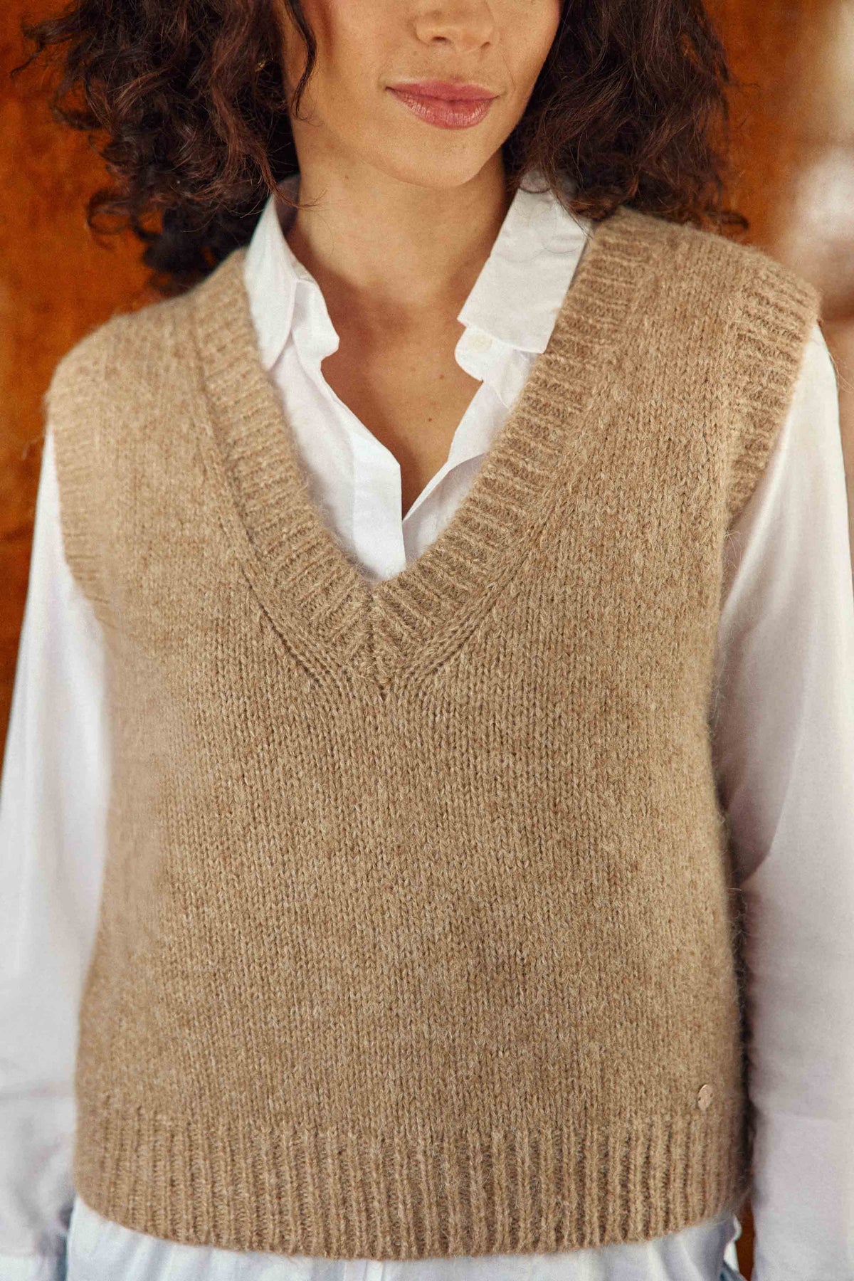 Pull sans manches camel - Mercy