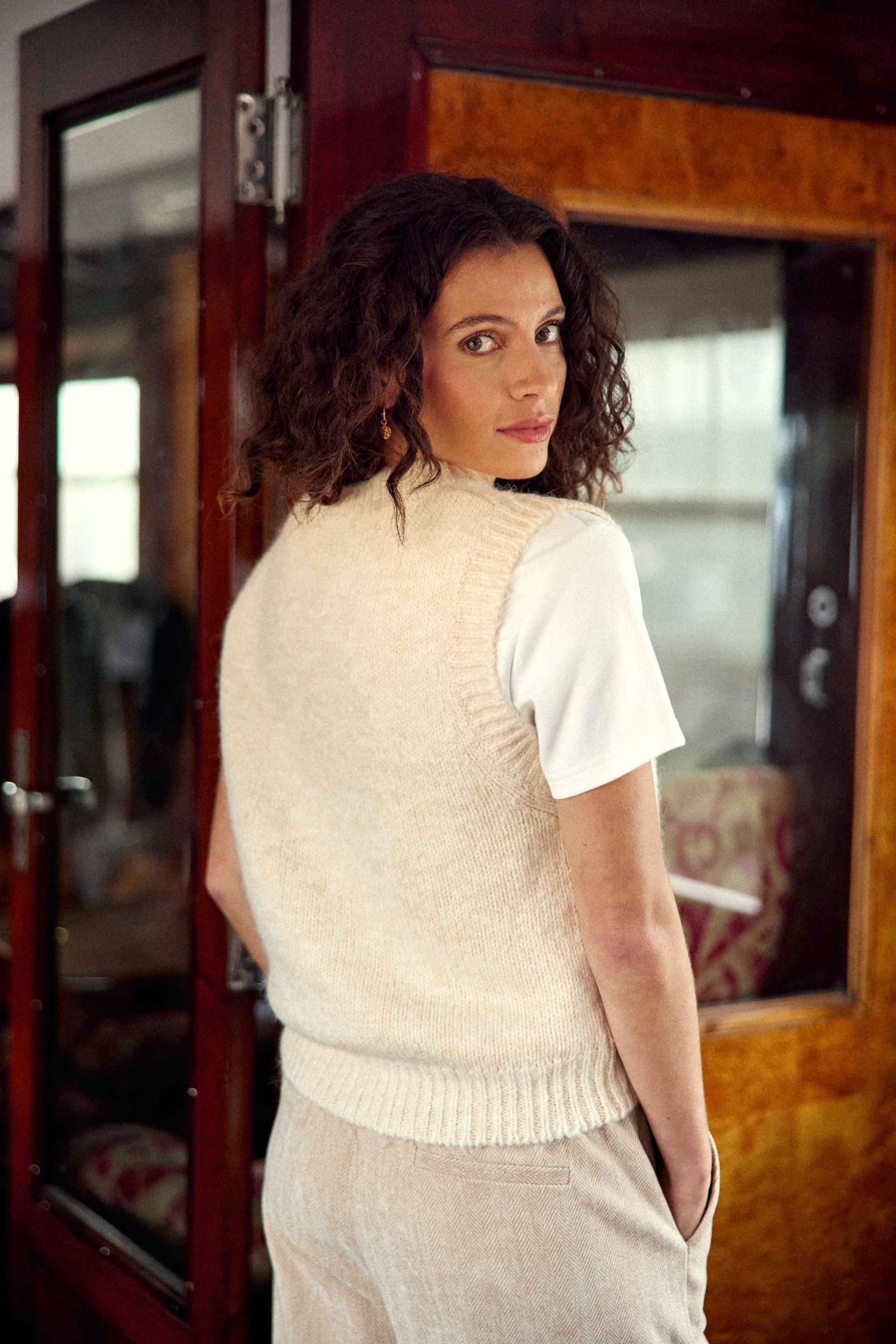 Pull sans manches ecru - Mercy