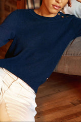 Pull col rond marine - Moody