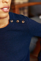 Pull col rond marine - Moody