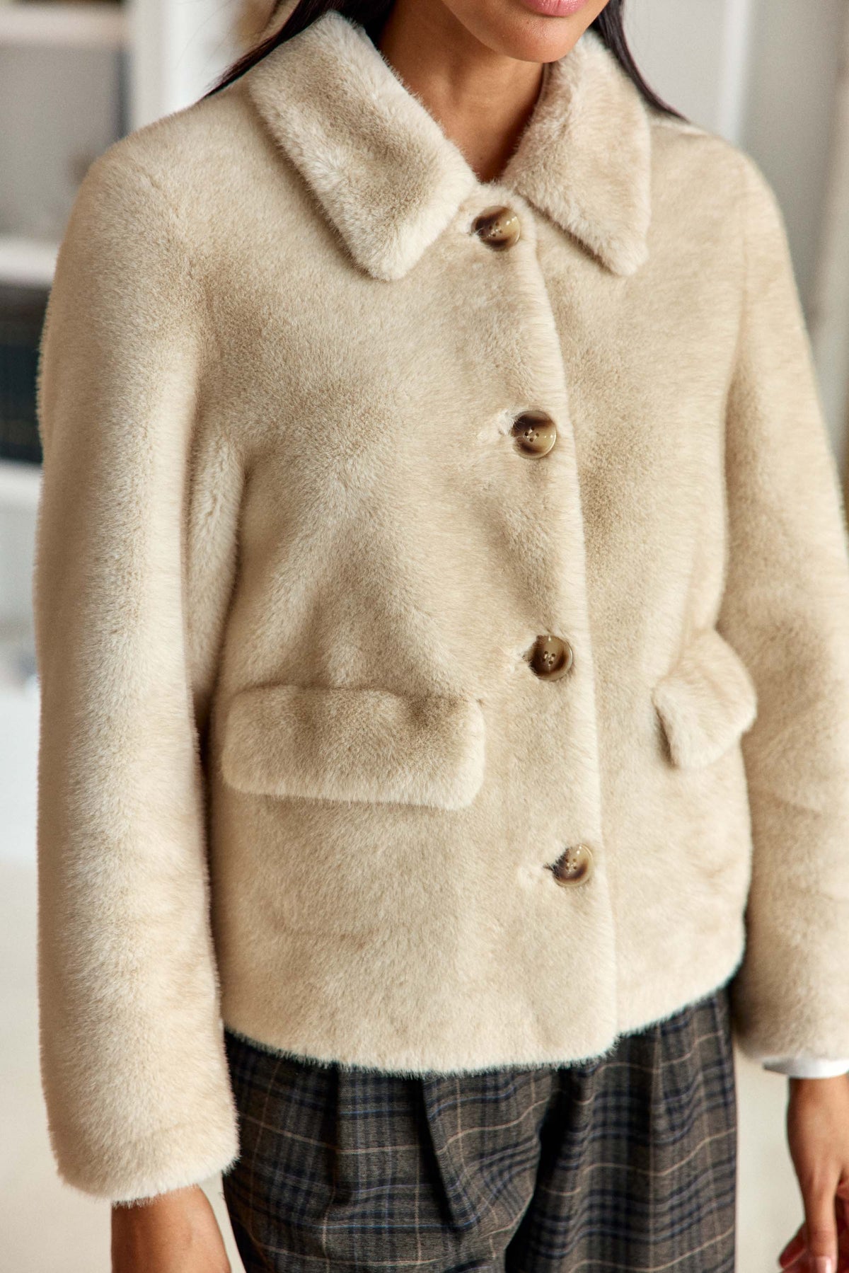 Manteau fausse fourrure beige - Nato