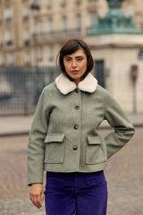 Manteau à col fausse fourrure kaki - Nattie