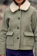 Manteau à col fausse fourrure kaki - Nattie