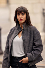 Manteau col montant gris - Nelcy