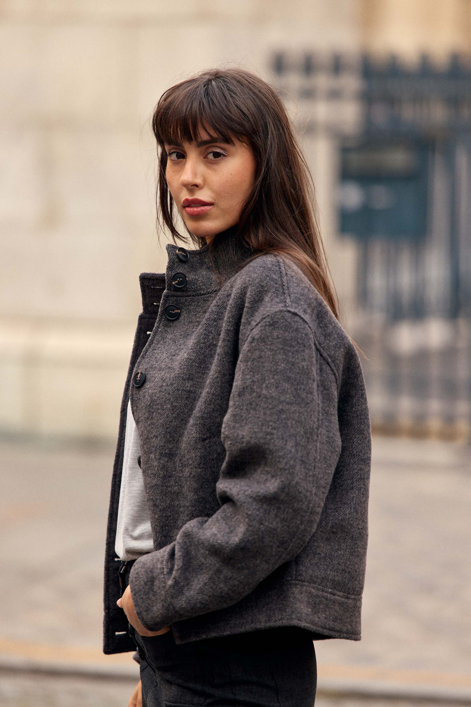Manteau col montant gris - Nelcy