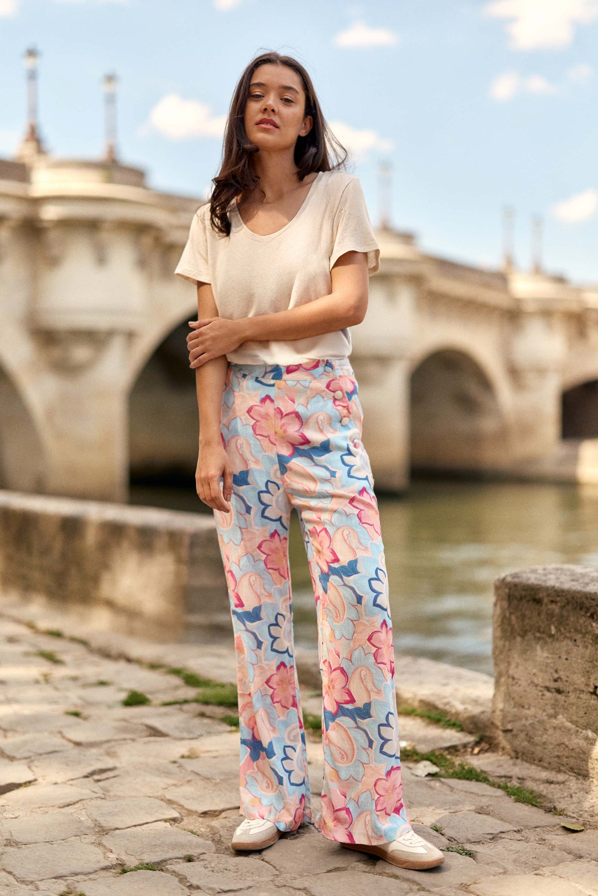 Pantalon fluide à ponts - Paddy