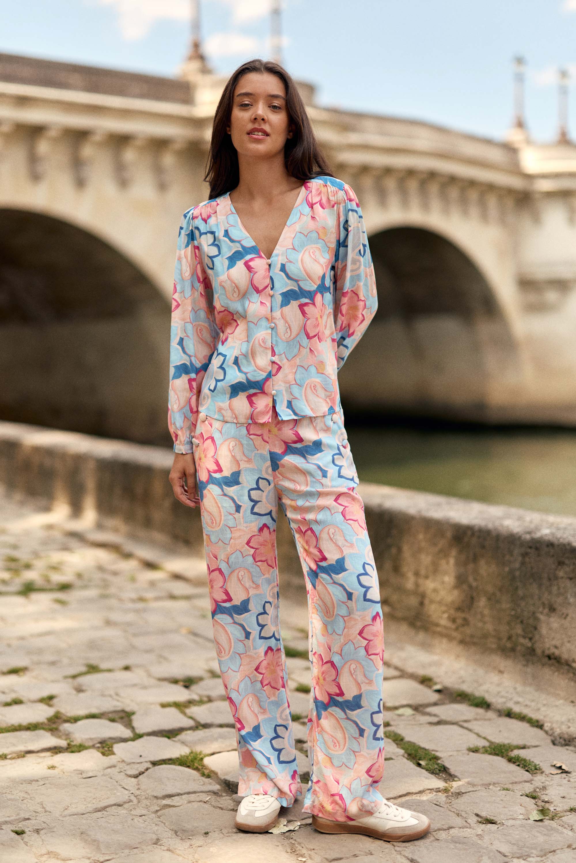 Pantalon fluide à ponts - Paddy