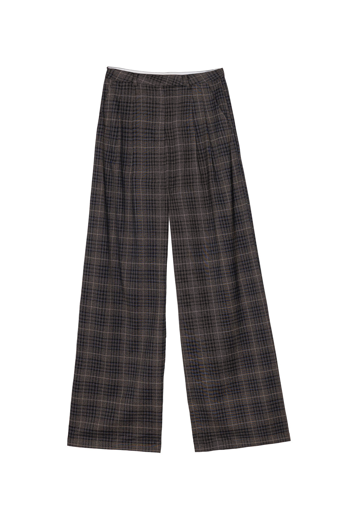 Pantalon droit à plis carreaux - Panya