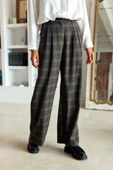 Pantalon droit à plis carreaux - Panya