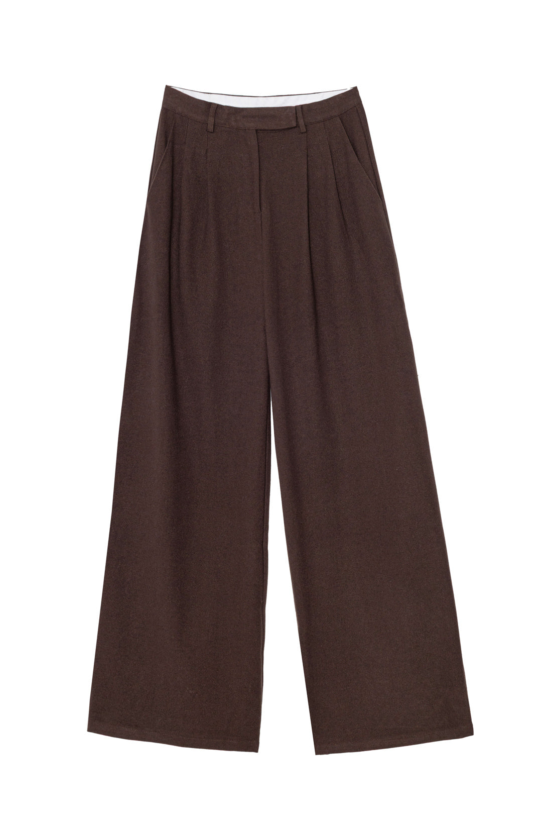 Pantalon droit à plis marron - Panya