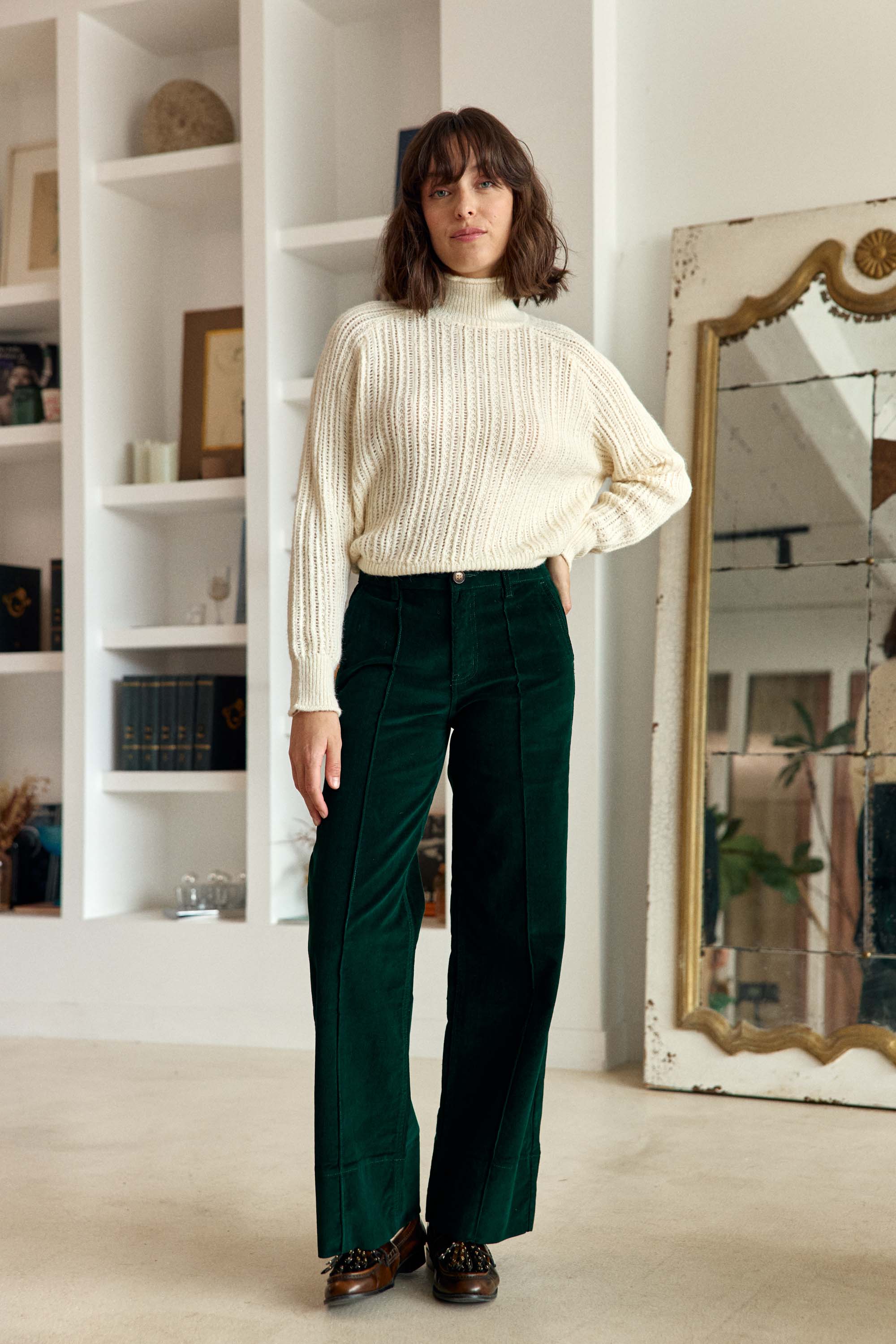 Pantalon velours vert - Paola