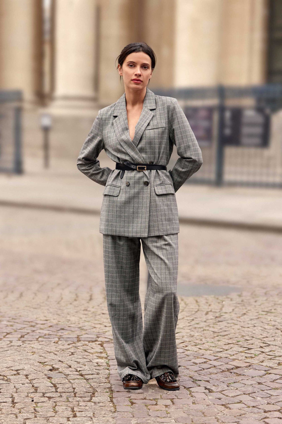 Pantalon à carreaux gris - Paoline