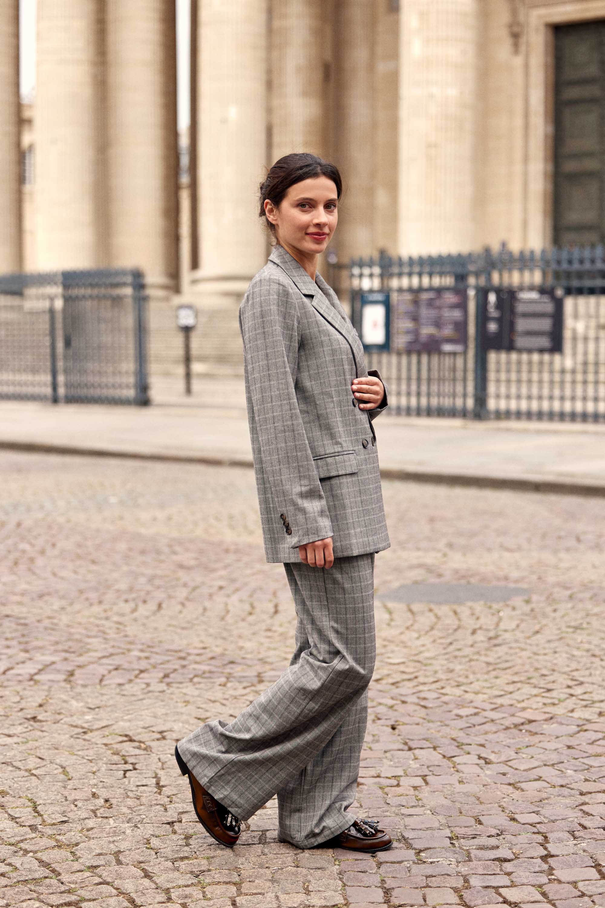 Pantalon à carreaux gris - Paoline
