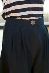 Pantalon droit à pinces marine - Paolo
