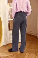 Pantalon taille haute gris - Pely