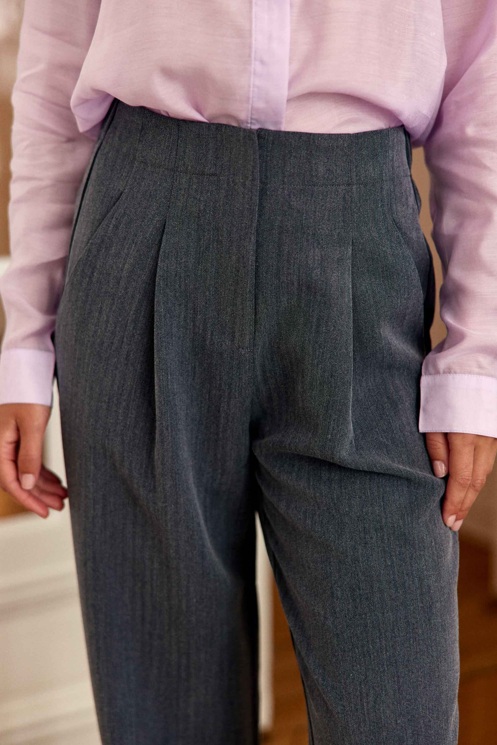 Pantalon taille haute gris - Pely