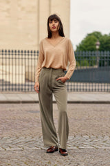 Pantalon taille haute kaki - Pely
