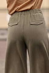 Pantalon taille haute kaki - Pely