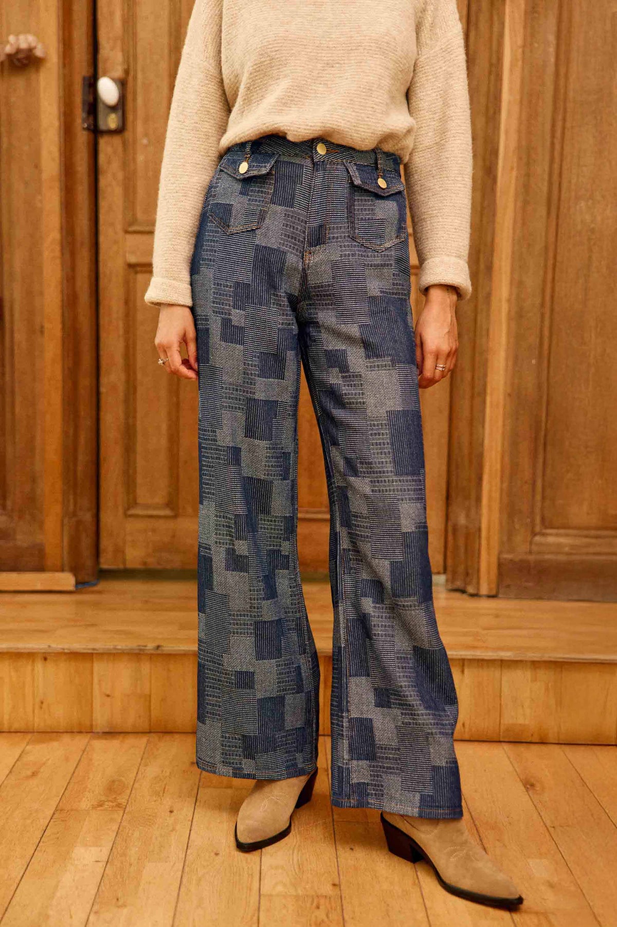 Jean effet patchwork brut - Peytona