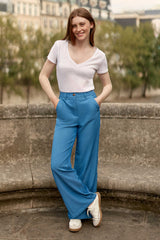 Pantalon tailleur bleu - Pross