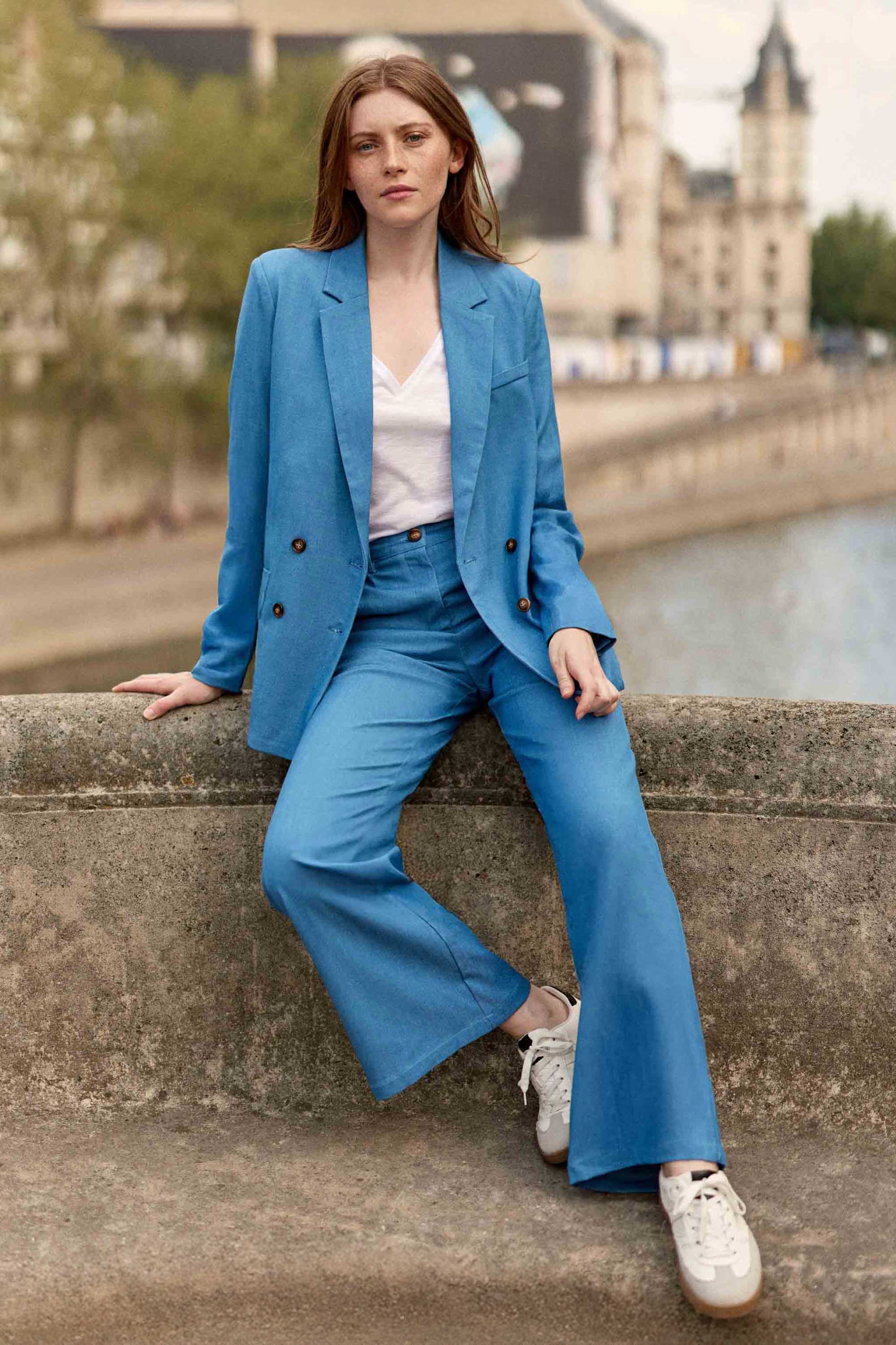 Pantalon tailleur bleu - Pross