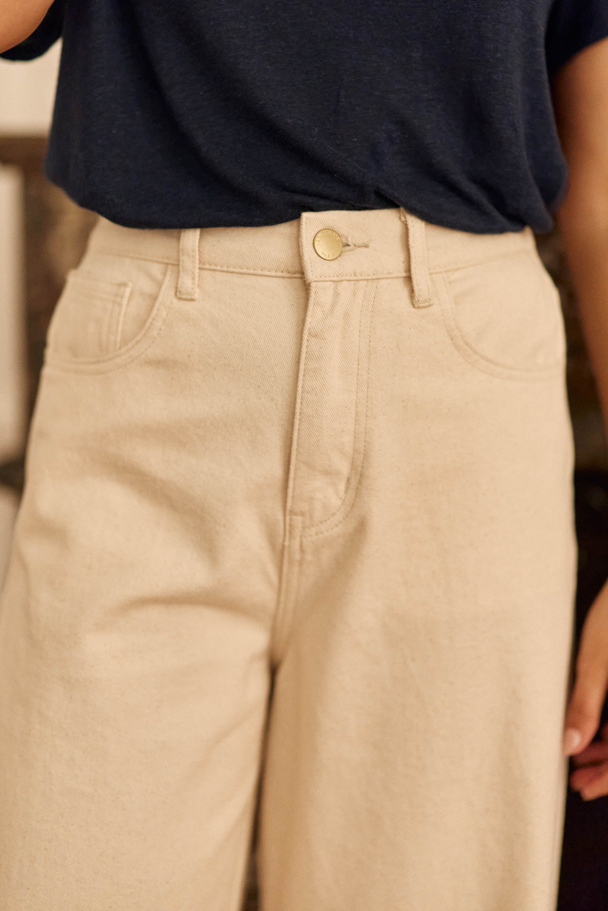 Jean large beige - Prune